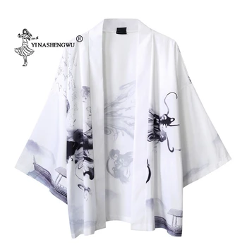 Yukata Moterų Kimonos Megztinis Vyrams Japonų Kimono Tradicinių Unisex Laisvalaikio Ploni Marškinėliai Spausdinti Moterų Kailis Kimono Cosplay Kostiumas