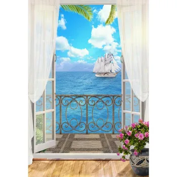 Vinilo iš lango užuolaidėlė jūros Backdrops baltus Debesis dangaus vaikai vestuvių atostogų Nuotrauka Fone-Studija G-617