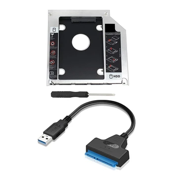 2 Vnt. Priedai: 1 Vnt SATA 2 HD HDD SSD Talpyklos Kietąjį Diską Caddy Atveju Dėklas Ir 1 Vnt SATA Kietojo Disko Adapteris Kabelis