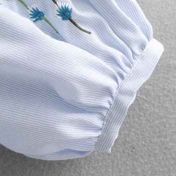 Bella Filosofija 2018 m. vasaros nėriniai moterų saldus palaidinė ilgomis rankovėmis, o-kaklo moterų blusas kutas atsitiktinis siuvinėjimo ponios marškinėliai