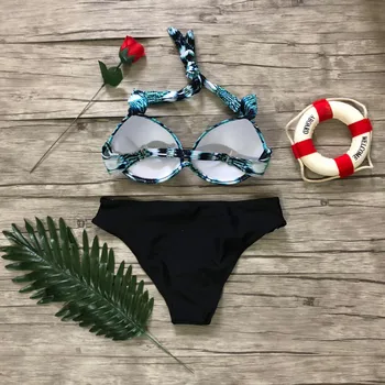 2019 Naujas Moterų Mados Paplūdimio Drabužiai Plaukimo Moterų maudymosi Kostiumėliai Paplūdimio Spausdinti Kratinys 2 vnt Bikini maudymosi kostiumėlį, Maudymosi Kostiumą