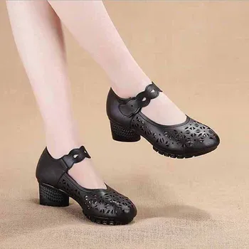 Moteriški sandalai batų Moteris natūralios Odos Butas Batai Mados Rankomis siuvami Odiniai Mokasīni, Moterų hole skylė batai Moterims Butai