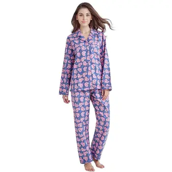 Tony&Candice Moterų Pižama Pyjama Nustatyti Medvilnės Ponios Sleepwear Ilgomis Rankovėmis Flanelė Spausdinti Loungewear Rudenį Pižamą