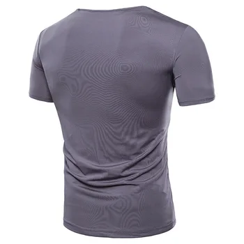 Nauja Europos kodą mados krūva apykaklę vyrų vientisos spalvos atsitiktinis trumparankoviai marškinėliai