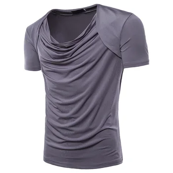 Nauja Europos kodą mados krūva apykaklę vyrų vientisos spalvos atsitiktinis trumparankoviai marškinėliai