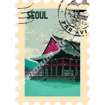 Pietų Korėja suvenyrų magnetas derliaus turizmo plakatas