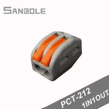 PCT-212 (10vnt/lot) Universalus Kompaktiškas Laidas Laidai Jungtis 2 Pin Laido Gnybtų Bloką Su Svirtis 0.08-2.5mm2 PCT212