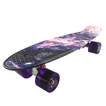 Mini riedlentė Cruiser Valdybos 22 colių X 6 colių Retro Longboard Skate Ilgai Valdybos Grafinis Galaxy Violetinė