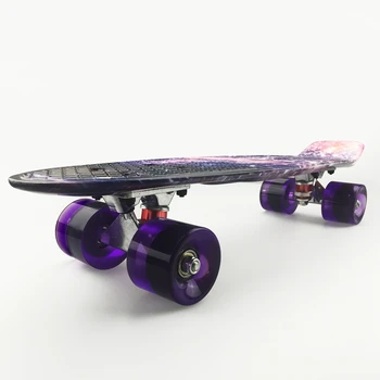 Mini riedlentė Cruiser Valdybos 22 colių X 6 colių Retro Longboard Skate Ilgai Valdybos Grafinis Galaxy Violetinė