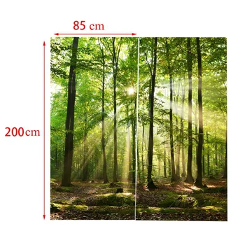 Bambuko Miškų Spausdinti Blackout Užuolaidos, Miegamojo Lango Užuolaidas Kambarį 85% Spalvinimas 3D Aukštis 200Cm Plotis 170Cm