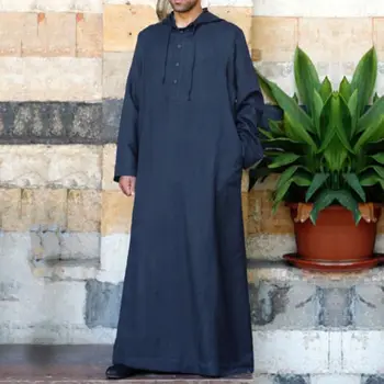 Naujas Vyrų Jubba Thobe Musulmonų Apdaras Arabų Islamo Drabužių Hoodies Abaja Dubajus Kaftan Ilgomis Rankovėmis Soild Saudo Arabija Drabužiai
