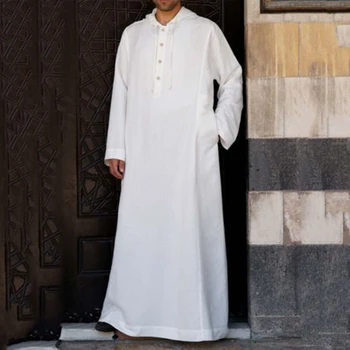 Naujas Vyrų Jubba Thobe Musulmonų Apdaras Arabų Islamo Drabužių Hoodies Abaja Dubajus Kaftan Ilgomis Rankovėmis Soild Saudo Arabija Drabužiai