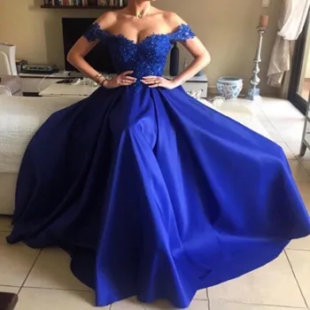 Mėlyna laiko Linija Nėrinių Prom Dresses 2019 chalatas de soiree abiye brangioji, nuo Peties Plius Dydis Oficialaus vakaro suknelė