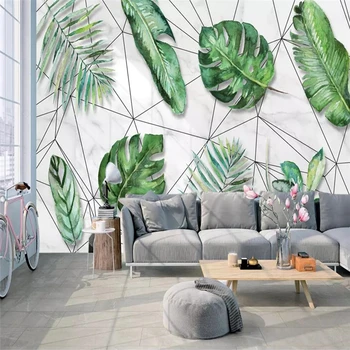 Wellyu Individualų didelės freskos žalia tapetai Nordic small šviežių tropinių miškų, bananų lapų geometrinės linijos fone