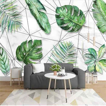 Wellyu Individualų didelės freskos žalia tapetai Nordic small šviežių tropinių miškų, bananų lapų geometrinės linijos fone