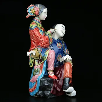 Kinų Stiliaus Keramikos Skulptūros Senovės Duomenys Vyro Ir Žmonos Statula Cassical Amatų Kambario Dekoro Su Vestuvių Dovanos A1171