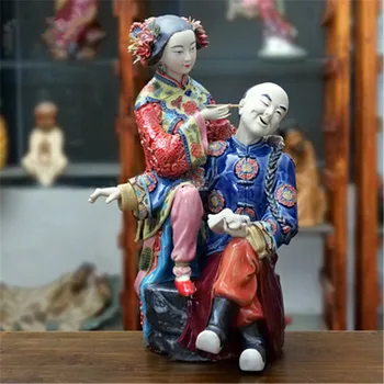 Kinų Stiliaus Keramikos Skulptūros Senovės Duomenys Vyro Ir Žmonos Statula Cassical Amatų Kambario Dekoro Su Vestuvių Dovanos A1171