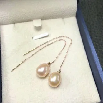 Shilovem 18k rose Natūralių gėlavandenių perlų Lašas Auskarai bauda Papuošalai moterims, madingų jubiliejų dovana myme0808agzz