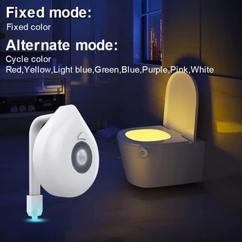 LED Judesio Jutiklis Tualeto Sėdynė Apšvietimas Keičiamas WC Nakties Šviesos AAA Baterija Lempos