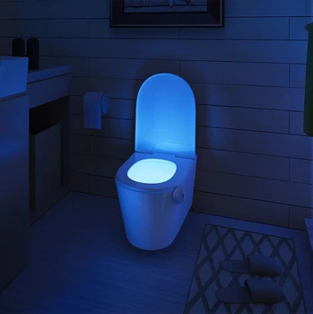 LED Judesio Jutiklis Tualeto Sėdynė Apšvietimas Keičiamas WC Nakties Šviesos AAA Baterija Lempos