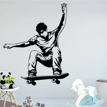 Kietas Vyras Skateboard Sienų Lipdukai Gyvenimo Kambario, Miegamasis PVC Decer Vinilo Nuimamas Wallpapr Lipni Sienos Meno Reikmenys