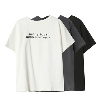 Wixra Pagrindinės O-Kaklo marškinėliai Moterims Laišką, Print T-shirt Lady Atsitiktinis Viršų trumpomis Rankovėmis Moterims Prarasti Medvilnės Viršuje Tees