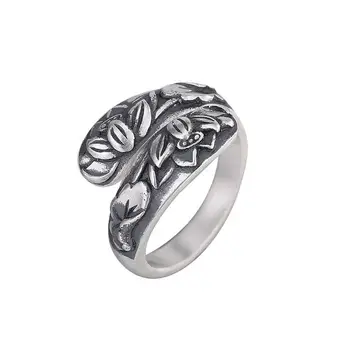 Originalaus dizaino kūrybos rankų darbo anga žiedo spiralės Lotus Thai sidabro modelio amatų žavesio moterų sidabro papuošalai