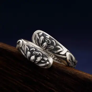 Originalaus dizaino kūrybos rankų darbo anga žiedo spiralės Lotus Thai sidabro modelio amatų žavesio moterų sidabro papuošalai