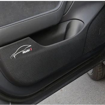 Šoninės Durys PU Anti-kick Trinkelėmis Raštas Lipdukas 4Pcs Už Tesla Model 3 m. 2018 m. 2019 m.