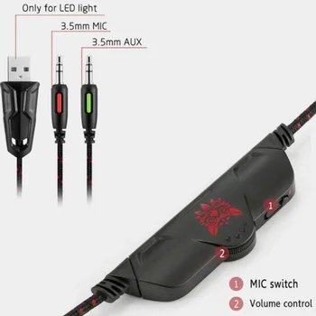 Laisvų rankų įranga K-1 PS4 PC Žaidimų Su LED Šviesos Pasukti Minkštas Mic Xbox Vienas Kompiuteris, Nešiojamas Išmaniųjų Telefonų