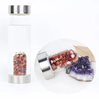 Naujas Produktas, Kristalinis Kvarcas Butelis Kristalų Energijos Taurės Perlas Krištolo Stiklo Butelis vandens butelis Kristalų Įpilti Eliksyras Vandens Butelis