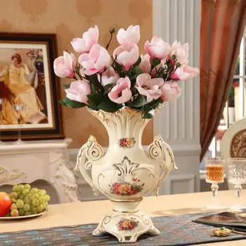 Europos prabangos Keramikos Vaza Apdaila, gyvenamasis kambarys arbatos stalo gėlių rengiasi vaza, namų puošybai porceliano dekoravimo simul