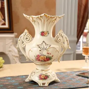 Europos prabangos Keramikos Vaza Apdaila, gyvenamasis kambarys arbatos stalo gėlių rengiasi vaza, namų puošybai porceliano dekoravimo simul