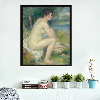 Drobė spausdinama klasikinio meno, amatų nuotrauką Nuoga mergina ant žolės atgaminti drobė menas, sienų dekoras