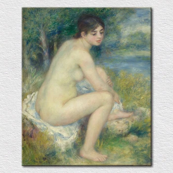 Drobė spausdinama klasikinio meno, amatų nuotrauką Nuoga mergina ant žolės atgaminti drobė menas, sienų dekoras