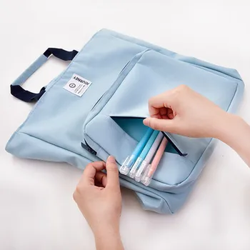 Dvigubai A4 formato voką vandeniui drobė maišelis valymas nešiojamojo kompiuterio krepšys studentų knygą sudaro praleistų pamokų free shopping bag