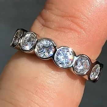 Amžinybės Juostos žiedas 925 Sterlingas sidabro Lab Diamond cz Akmens Sužadėtuvių, Vestuvių Žiedai, moterų Nuotakos Bauda, Šaliai, Papuošalai
