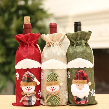 Kalėdų šampano raudono vyno butelis nustatyti vyno butelis krepšys stalo dekoracija kalėdų papuošalai