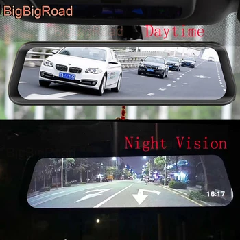 BigBigRoad Automobilių DVR Brūkšnys Kamera Cam IPS Stream galinio vaizdo Veidrodėlis, Skirtas Nissan Micra NV300 Navara Nesąžiningi Sentra Serena Titan Horizontai