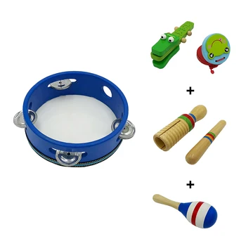 5vnt Muzikos Instrumentas, vaikų Darželis, Perkusija Žaislai Vaikams, Vaikų, Kūdikių Ankstyvojo Ugdymo Tamburinas Būgno Castanets Purtyklė