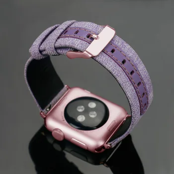 Žiūrėti Diržu, Apple Watch Band 44mm 40mm Odos Drobės Apyrankę su Metalo Sagtis Riešo Diržas Watchband už iWatch Serijos 4