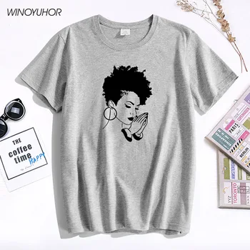 Afro Moteris, Melstis Spausdinti Moterų Marškinėlius Medvilnės Atsitiktinis Juokingi Marškinėliai Lady Mergina Viršuje Tee Mados trumpomis Rankovėmis T-shirt Lašas Laivas