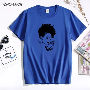Afro Moteris, Melstis Spausdinti Moterų Marškinėlius Medvilnės Atsitiktinis Juokingi Marškinėliai Lady Mergina Viršuje Tee Mados trumpomis Rankovėmis T-shirt Lašas Laivas