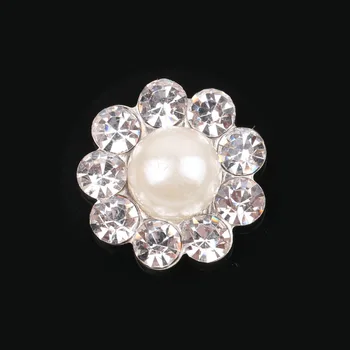 (10vnt/daug) 15 mm apvalus metalo kalnų krištolas mygtuką su plastikinių perlų vestuvių dekoravimas plaukų gėlių scrapbooking priedai