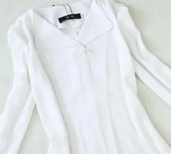 Mados kostiumą moterų vasaros Nauji aukštos kokybės OLIS balta atvartas ilgomis rankovėmis marškinėliai, + krepšys klubo 