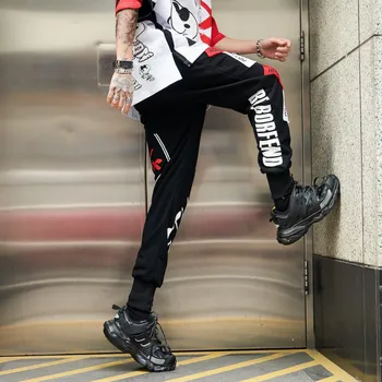 Hip Hip Streetwear Vyrų Sweatpants Pleistras Dizaino Poilsiu Kelnės Vyrams 2019 M. Pavasarį Atsitiktinis Raidžių Spausdinti Haremo Kelnės Kelnės WJ224