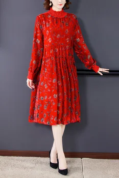COIGARSAM 4XL Plius Dydis Spausdinti Moteris Ilga suknelė Nauja Prarasti Suknelės Raudona 8786