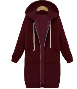 Moterų hoodies Gobtuvu ilgomis rankovėmis outwear užtrauktukas kailis moterų multi-color negabaritinių vilnos atsitiktinis hoodie minkštas megztinis viršūnės