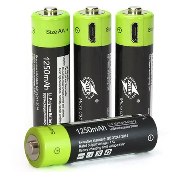 Aukštos Klasės USB Įkraunama Ličio Polimerų Baterija Bateria AA 1,5 V 1250mAh ZNT5 Universalus Batteies Imamas Micro USB Kabelio