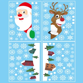 8pcs Balto Sniego Namus naujieji Metai Santa Claus Stiklo Festivalis, Vaikų Kambarys PVC Lango Lipdukas Ekranas Sienos Lipdukai Kalėdų Dekoro